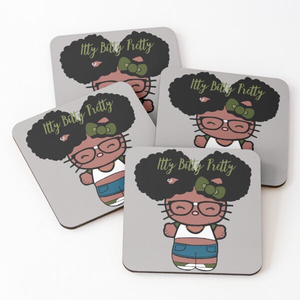 Item preview, Black Girl Hello Kitty Inspired Kawaii Character | Cute Natural Hair Illustration  designed and sold by MsGoldenCreates.