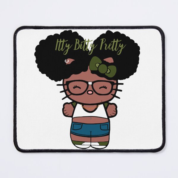 Item preview, Black Girl Hello Kitty Inspired Kawaii Character | Cute Natural Hair Illustration  designed and sold by MsGoldenCreates.