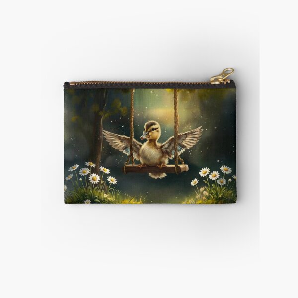 Item preview, Cute Duckling on a Tree Swing - Cottagecore Aesthetic Wild Daisy Painting designed and sold by Englandbear.