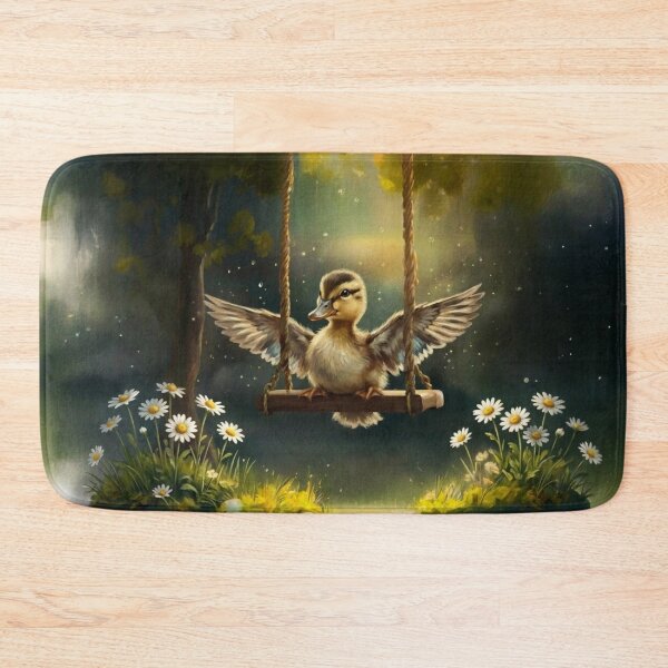 Item preview, Cute Duckling on a Tree Swing - Cottagecore Aesthetic Wild Daisy Painting designed and sold by Englandbear.