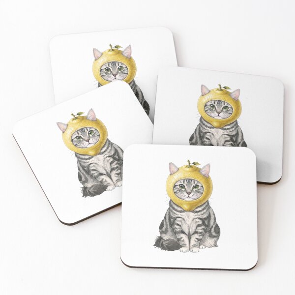 Item preview, Kawaii Fruit Kitty | Silver Tabby Cat & Lemon designed and sold by KittyClosetStore.