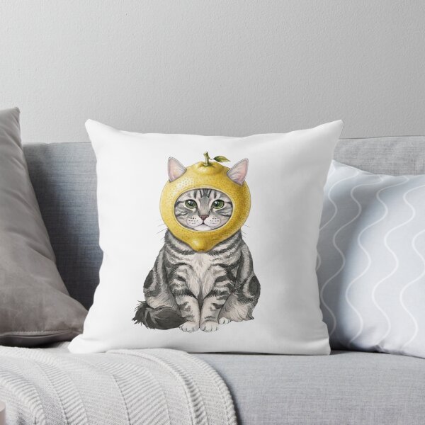 Item preview, Kawaii Fruit Kitty | Silver Tabby Cat & Lemon designed and sold by KittyClosetStore.