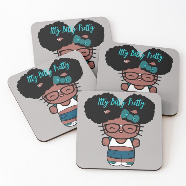 Item preview, Black Girl Hello Kitty Inspired Kawaii Character | Cute Natural Hair Illustration  designed and sold by MsGoldenCreates.