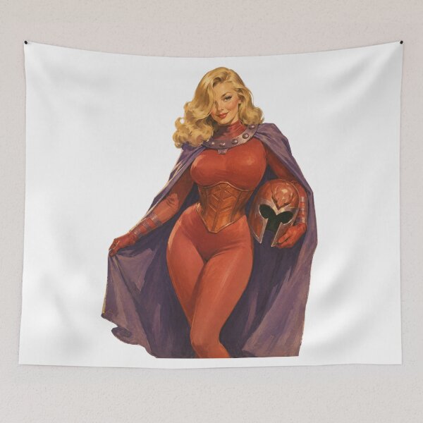 Item preview, Magnetic Queen Cosplay Pin-Up | Vintage Comic Inspired Heroine Illustration designed and sold by Cosplayvintage.