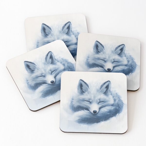 Item preview, Sleeping Arctic Fox Curled in Blue Snow designed and sold by RossignolStudio.