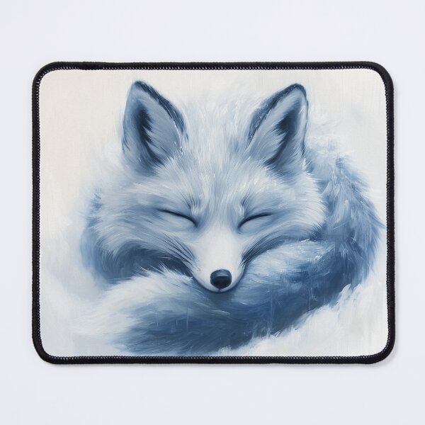 Item preview, Sleeping Arctic Fox Curled in Blue Snow designed and sold by RossignolStudio.