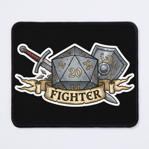 Item preview, Fighter D20 Class Crest Sticker - Funny D&D Fighter Dice Tabletop RPG Gift designed and sold by Dice_Goblin_Studio.