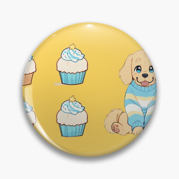 Item preview, Cute Golden Retriever Puppy in Cozy Sweater with Cupcakes Illustration designed and sold by BLUESKY11a.