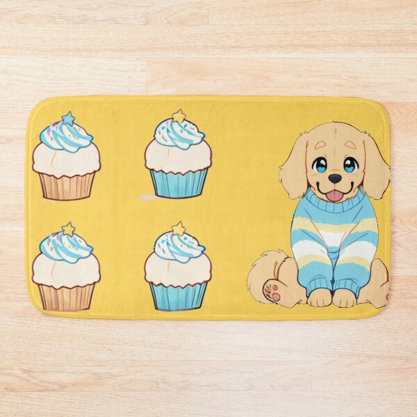 Item preview, Cute Golden Retriever Puppy in Cozy Sweater with Cupcakes Illustration designed and sold by BLUESKY11a.