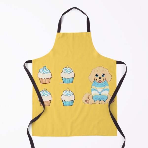 Item preview, Cute Golden Retriever Puppy in Cozy Sweater with Cupcakes Illustration designed and sold by BLUESKY11a.