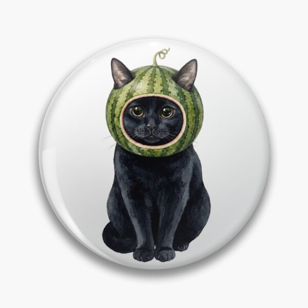 Item preview, Kawaii Fruit Kitty | Black Cat & Watermelon designed and sold by KittyClosetStore.