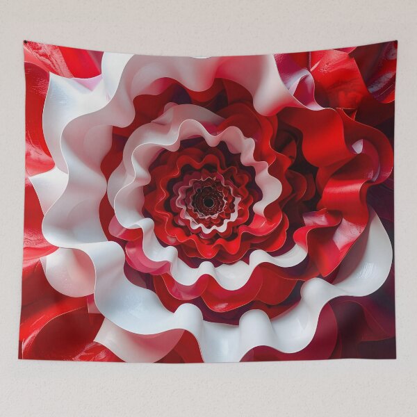Item preview, Red and White Spiral Flower designed and sold by Vicky Brago-Mitchell®.