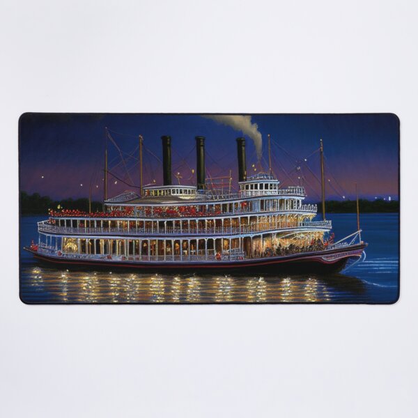 Item preview, Mississippi Steamboat at Twilight | Vintage Riverboat Art designed and sold by GSizzle1.