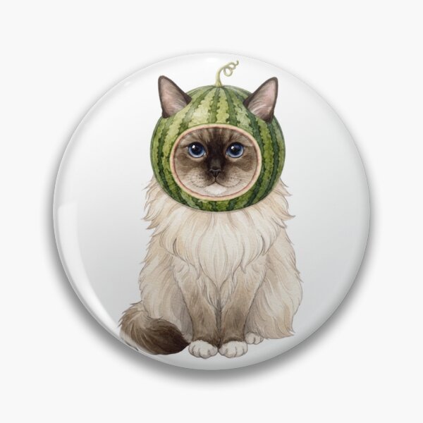 Item preview, Kawaii Fruit Kitty | Ragdoll Cat & Watermelon designed and sold by KittyClosetStore.