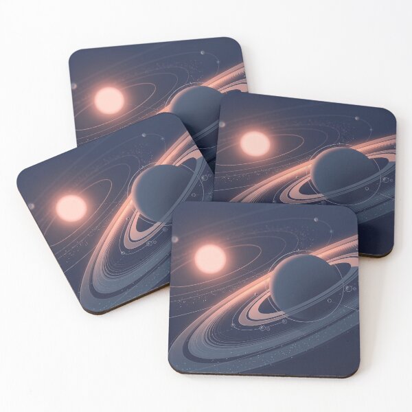 Item preview, Illustrazione di un sistema planetario ad anelli designed and sold by deeporbitgames.