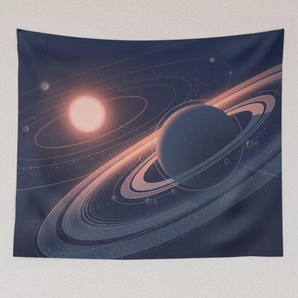 Item preview, Illustrazione di un sistema planetario ad anelli designed and sold by deeporbitgames.