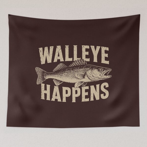 Item preview, Walleye Happens Funny Fishing Retro Graphic designed and sold by PrintAtelier.
