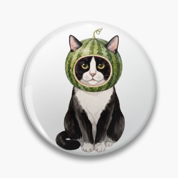 Item preview, Kawaii Fruit Kitty | Tuxedo Cat & Watermelon designed and sold by KittyClosetStore.