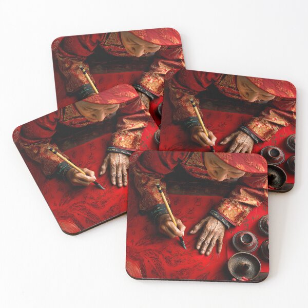 Item preview, Artisan Creating Traditional Calligraphy in Red designed and sold by Artessie.
