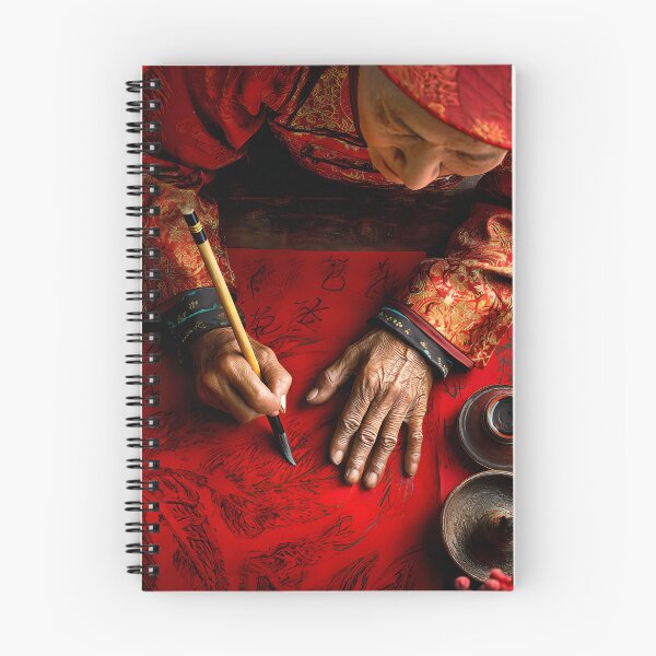 Item preview, Artisan Creating Traditional Calligraphy in Red designed and sold by Artessie.