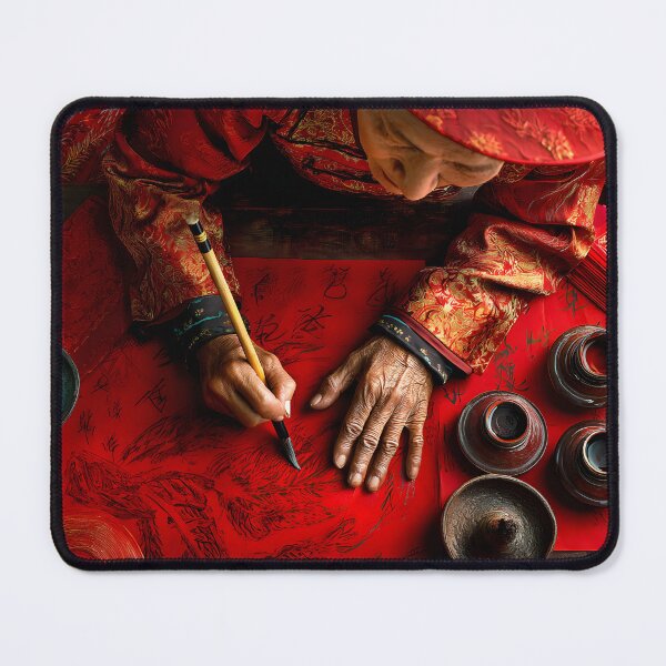 Item preview, Artisan Creating Traditional Calligraphy in Red designed and sold by Artessie.
