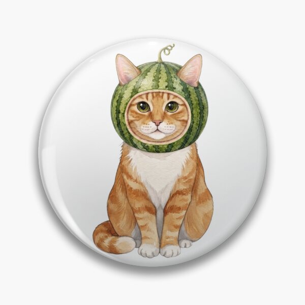 Item preview, Kawaii Fruit Kitty | Orange Tabby/Ginger Cat & Watermelon designed and sold by KittyClosetStore.