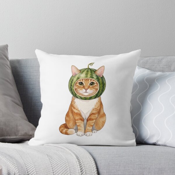 Item preview, Kawaii Fruit Kitty | Orange Tabby/Ginger Cat & Watermelon designed and sold by KittyClosetStore.