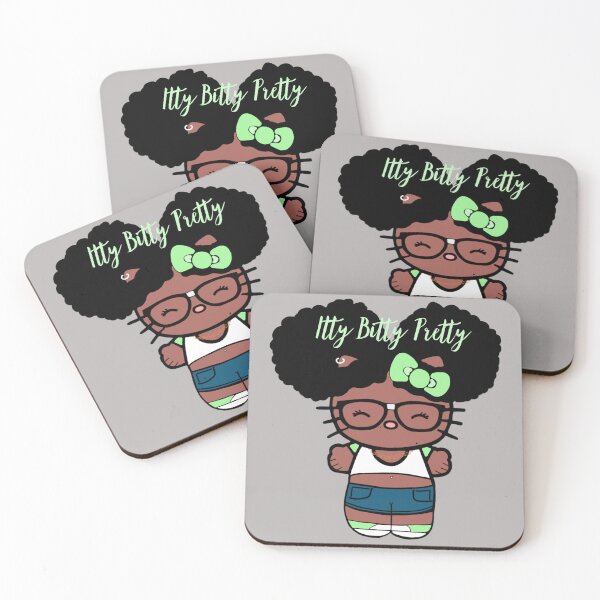 Item preview, Black Girl Hello Kitty Inspired Kawaii Character | Cute Natural Hair Illustration  designed and sold by MsGoldenCreates.