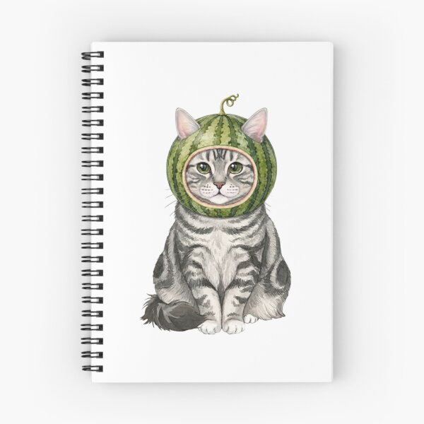 Item preview, Kawaii Fruit Kitty | Silver Tabby Cat & Watermelon designed and sold by KittyClosetStore.