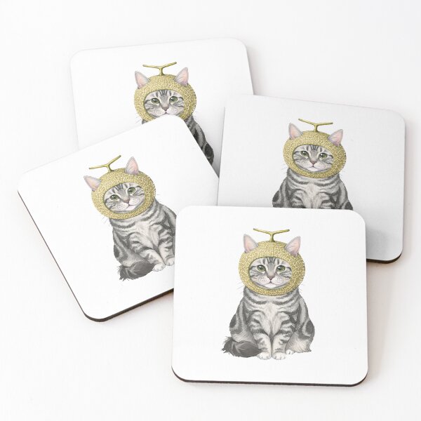Item preview, Kawaii Fruit Kitty | Silver Tabby Cat & Melon designed and sold by KittyClosetStore.