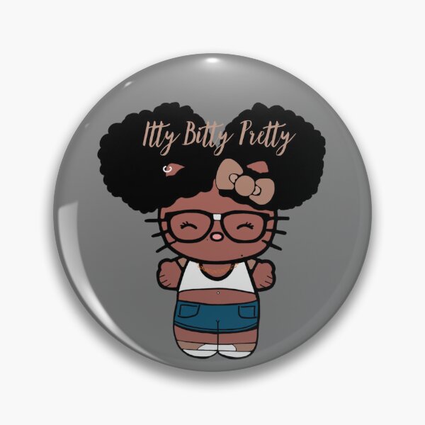 Item preview, Black Girl Hello Kitty Inspired Kawaii Character | Cute Natural Hair Illustration  designed and sold by MsGoldenCreates.