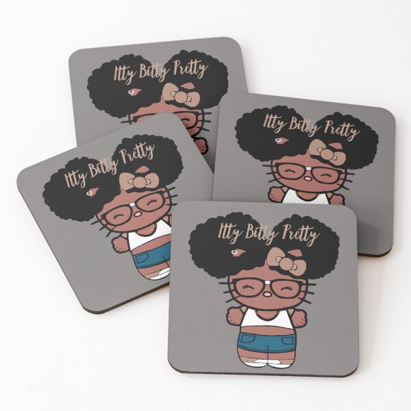 Item preview, Black Girl Hello Kitty Inspired Kawaii Character | Cute Natural Hair Illustration  designed and sold by MsGoldenCreates.