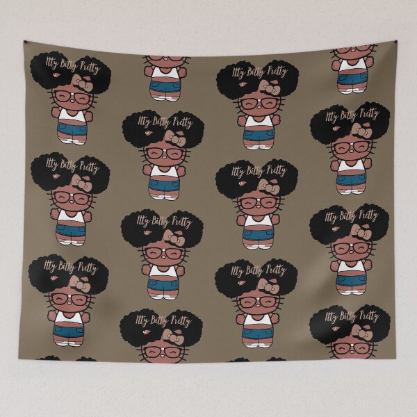 Item preview, Black Girl Hello Kitty Inspired Kawaii Character | Cute Natural Hair Illustration  designed and sold by MsGoldenCreates.