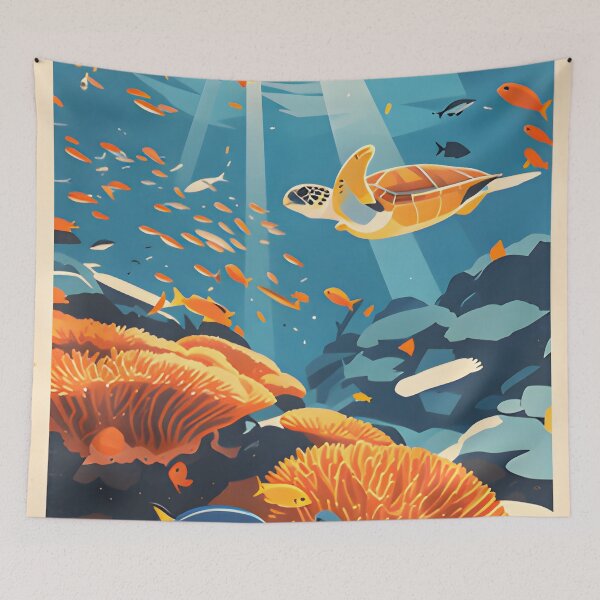 Item preview, Krabi Coral Reef Symphony – Vintage Marine Poster designed and sold by Spirit of Siam.