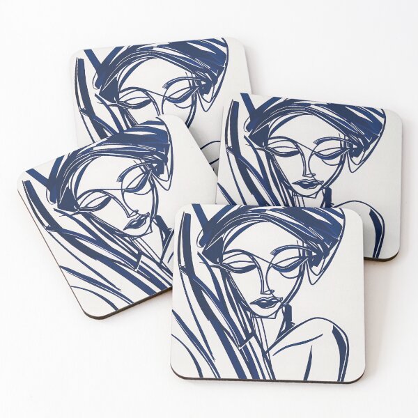 Item preview, Costa Rican woman - Blue Abstract Art designed and sold by shadow-bloom.