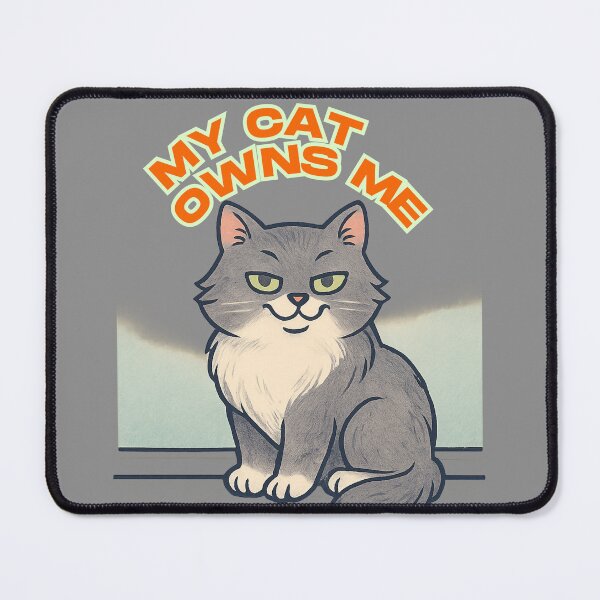 Item preview, “My Cat Owns Me” ?? | Cat with Attitude, Fun Design for Cat Lovers, Vintage Illustration Style designed and sold by Cat-astrophes.