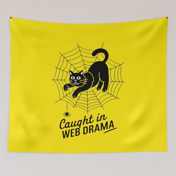 Item preview, Caught in Web Drama - Funny Black Cat Halloween Pun Design designed and sold by Raloel Art.
