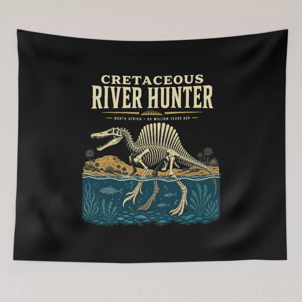 Item preview, Vintage Spinosaurus Skeleton River Hunter Illustration designed and sold by AMICO77.