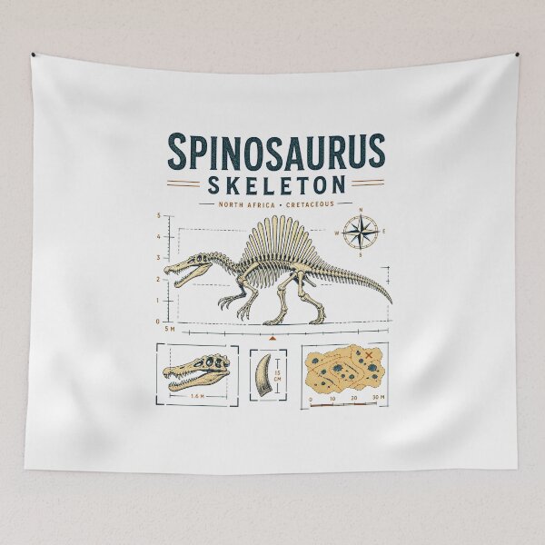 Item preview, Vintage Spinosaurus Skeleton River Hunter Illustration designed and sold by AMICO77.
