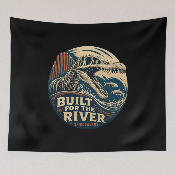 Item preview, Vintage Spinosaurus Skeleton River Hunter Illustration designed and sold by AMICO77.