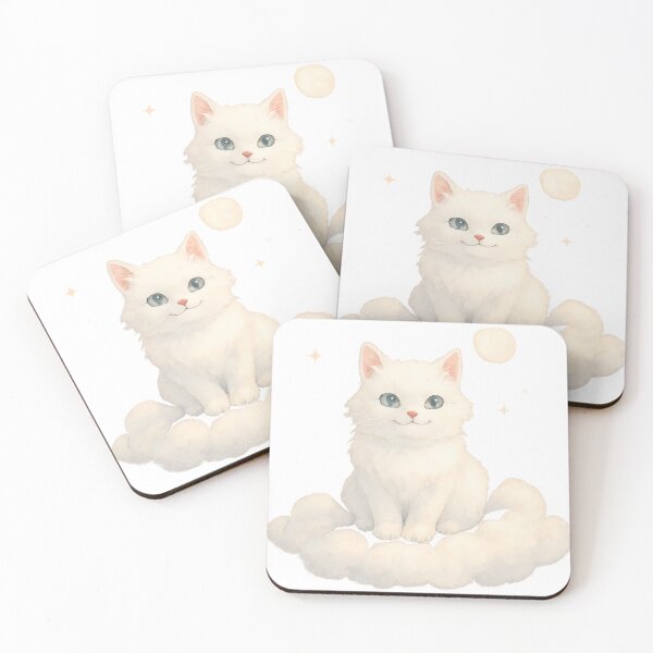 Item preview, Kawaii White Kitten on a Cloud ☁️?✨ | Cute Watercolor Style Illustration, Dreamy and Adorable Aesthetic Design designed and sold by Cat-astrophes.