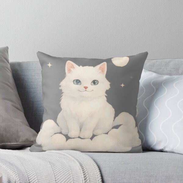 Item preview, Kawaii White Kitten on a Cloud ☁️?✨ | Cute Watercolor Style Illustration, Dreamy and Adorable Aesthetic Design designed and sold by Cat-astrophes.