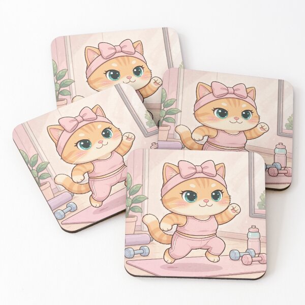 Item preview, Cute Fitness Cat Workout designed and sold by Luna's World - Moody Vibes Studio.