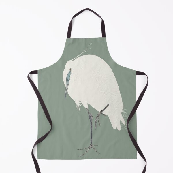 Item preview, Japanese Animal Art - White Heron - Modern Ukiyo-e - Japandi, Sage Green designed and sold by Black Swallow.
