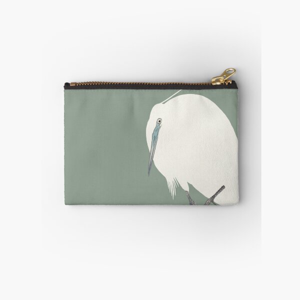 Item preview, Japanese Animal Art - White Heron - Modern Ukiyo-e  - Japandi,  Sage Green designed and sold by Black Swallow.