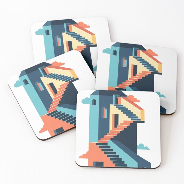 Item preview, Escher's Dream: Flat Impossible Staircase Geometric Illusion designed and sold by Dzblack.