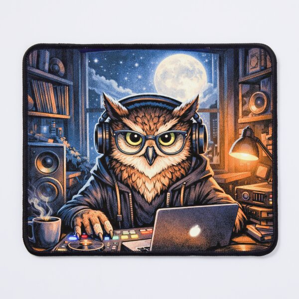 Item preview, Night Owl Producer – “Midnight Mixes, Endless Vibes” designed and sold by DecibelDecor034.