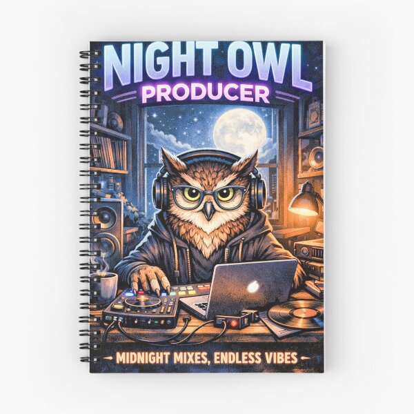Item preview, Night Owl Producer – “Midnight Mixes, Endless Vibes” designed and sold by DecibelDecor034.