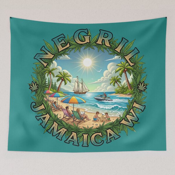 Item preview, Negril Jamaica WI Tropical Beach & Cannabis Border designed and sold by digitalbob60.