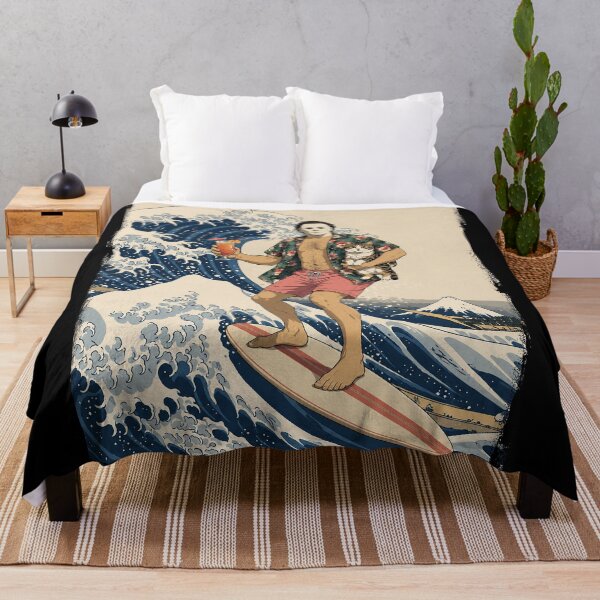 Item preview, Michael Myers Surfing the Great Wave with a cat designed and sold by keytee.